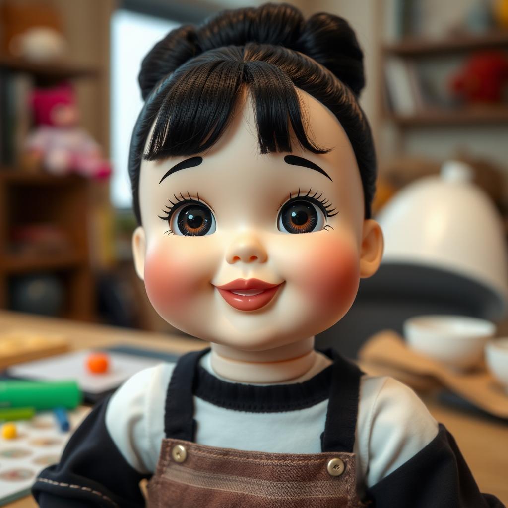Charming Doll with Big Cheeks and Neat Updo