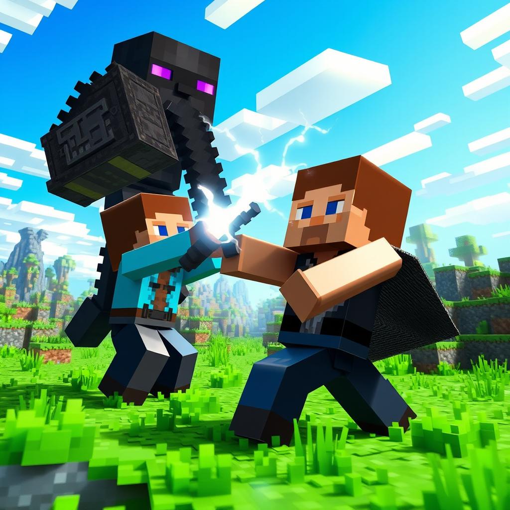 Epic Showdown: Steve vs. Enderman in Minecraft