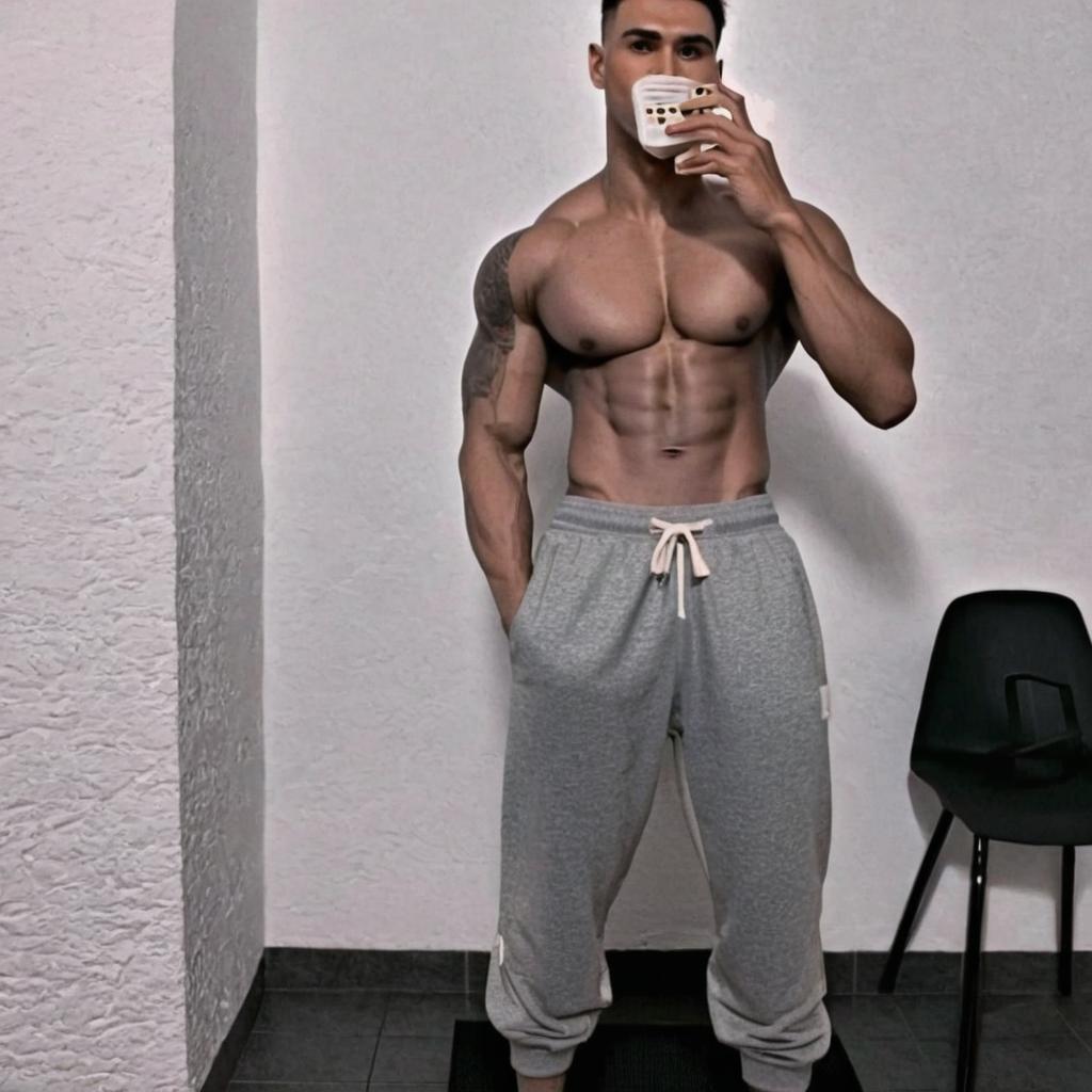 Flex Your Gains: Gym Selfie of a Muscular Bodybuilder