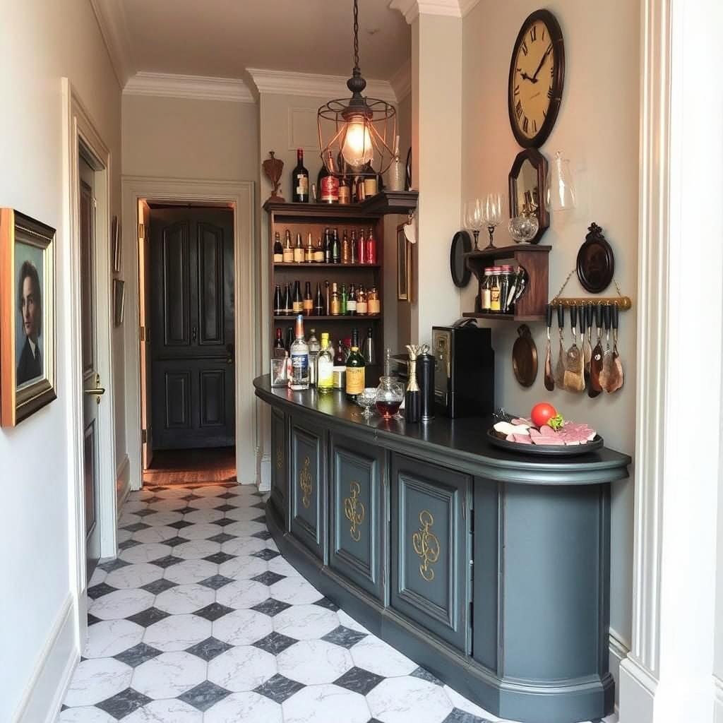 Charming Vintage Mini Bar Setup