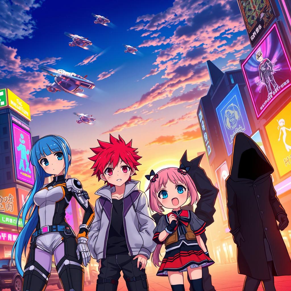 Vibrant Anime Cityscape at Sunset