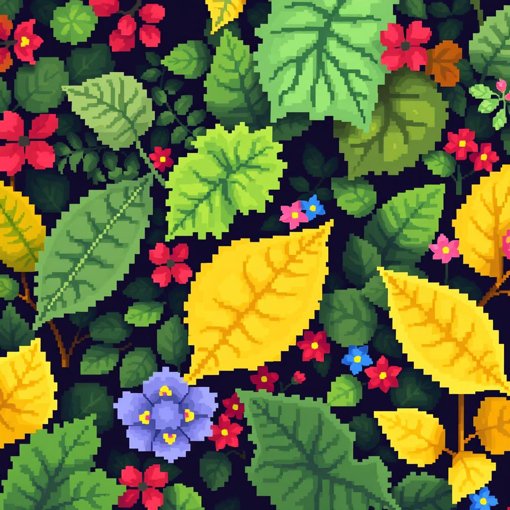 Dive into Nature: Pixel Art Leaves & Flowers
