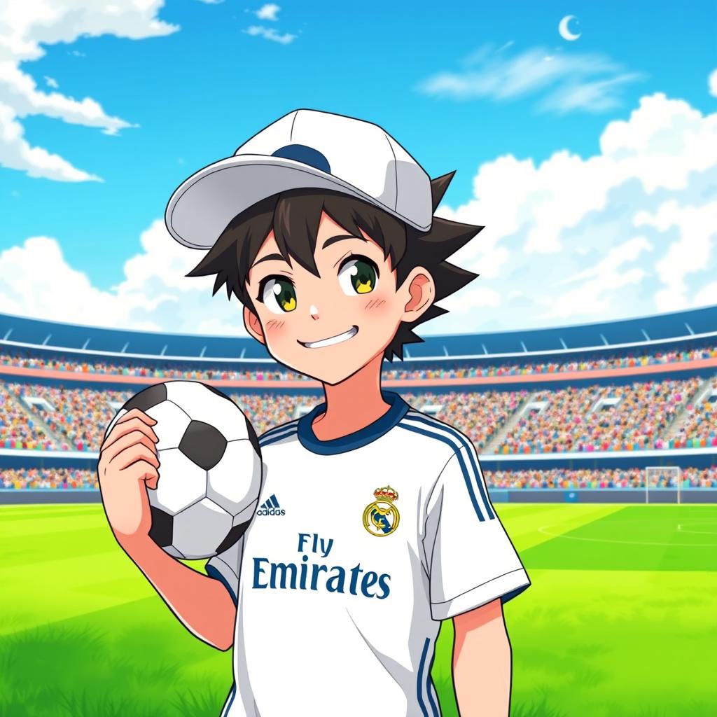 Cool Anime Boy in Real Madrid Jersey