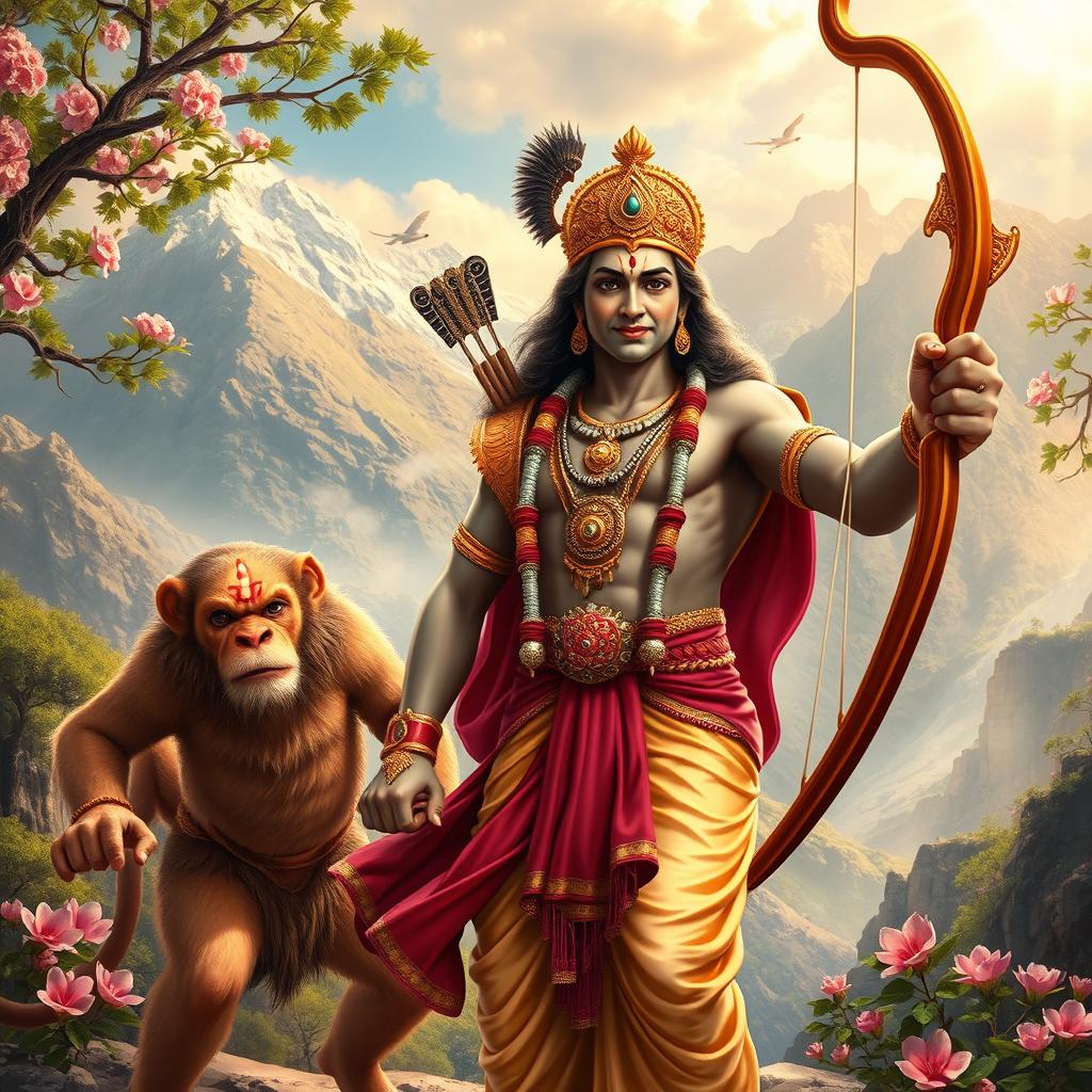 Epic Ramayana: Lord Rama and Hanuman in Action