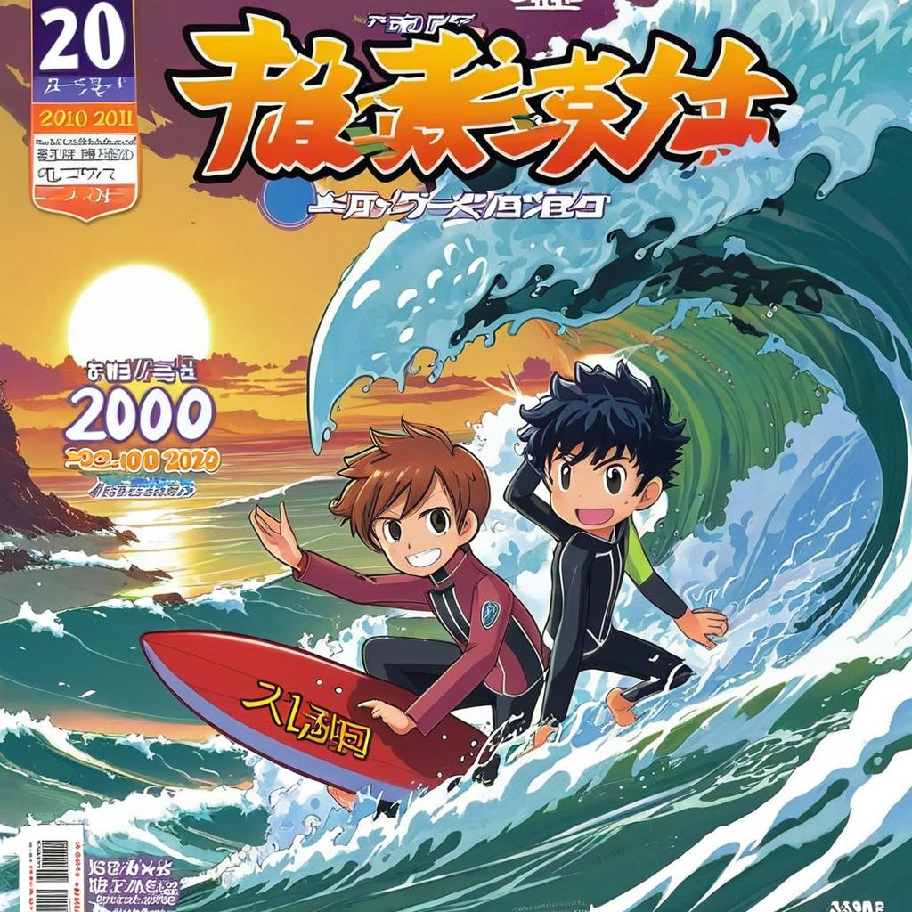 Ride the Wave: Anime-Inspired Surfer Poster