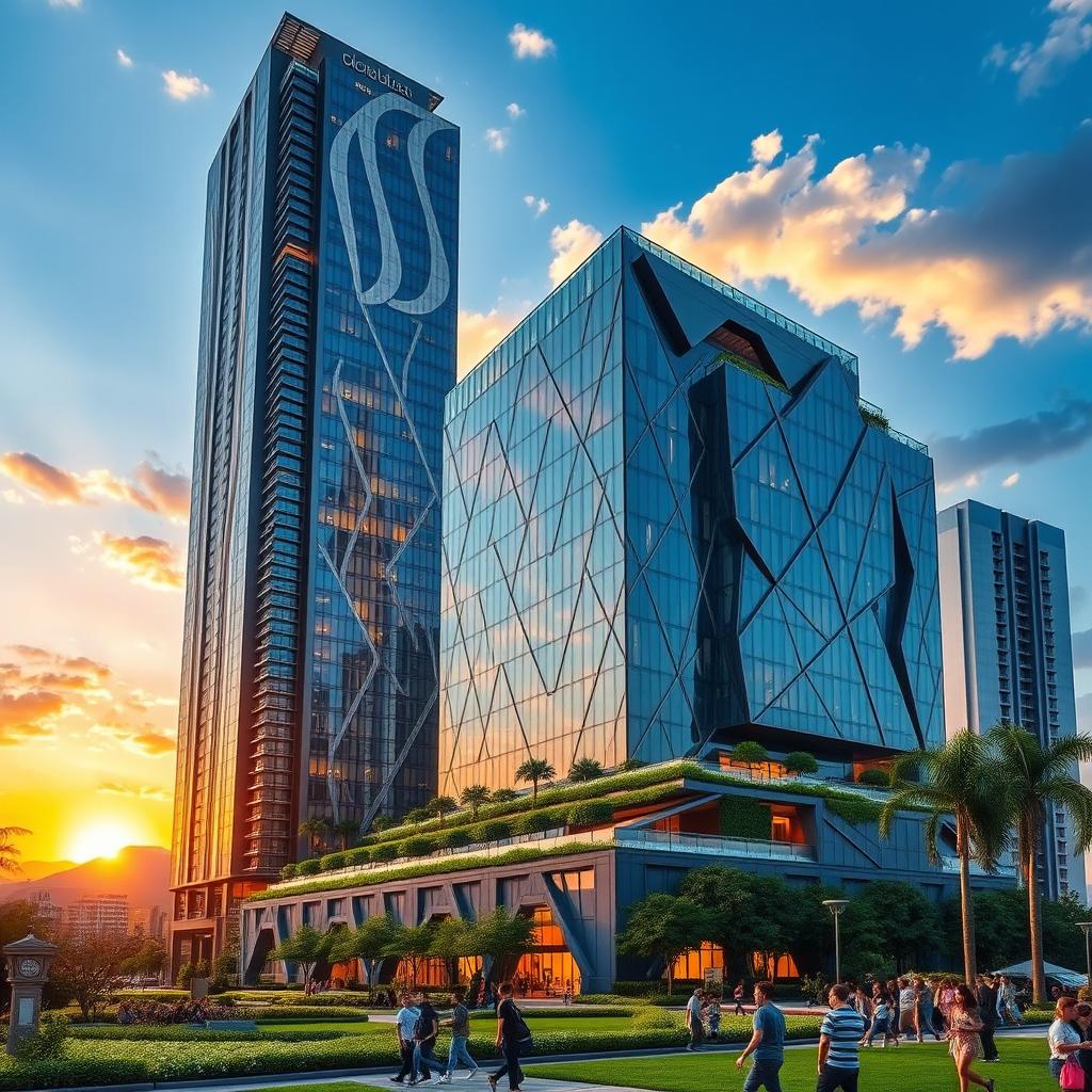 Stunning Modern Skyscraper: A Fusion of Glass and Nature