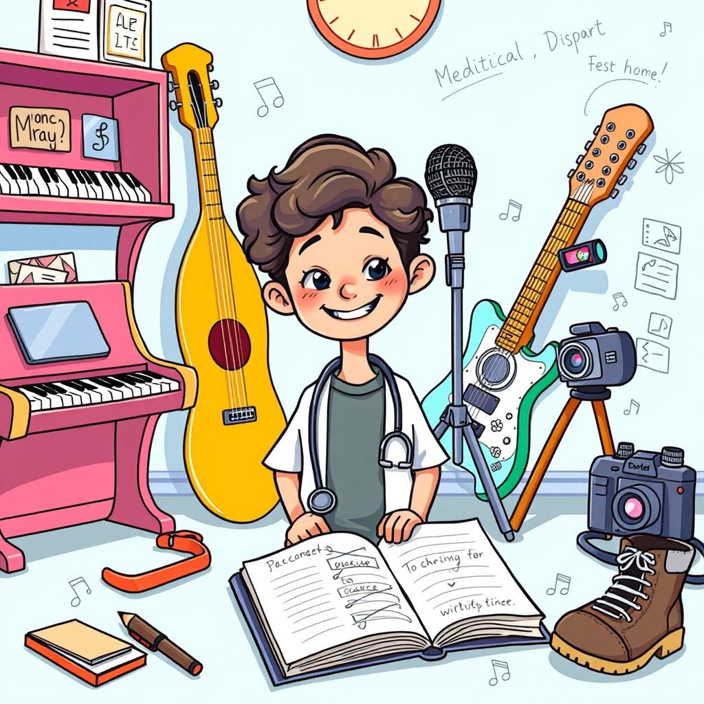 Enthusiastic Young Medical Student Illustration