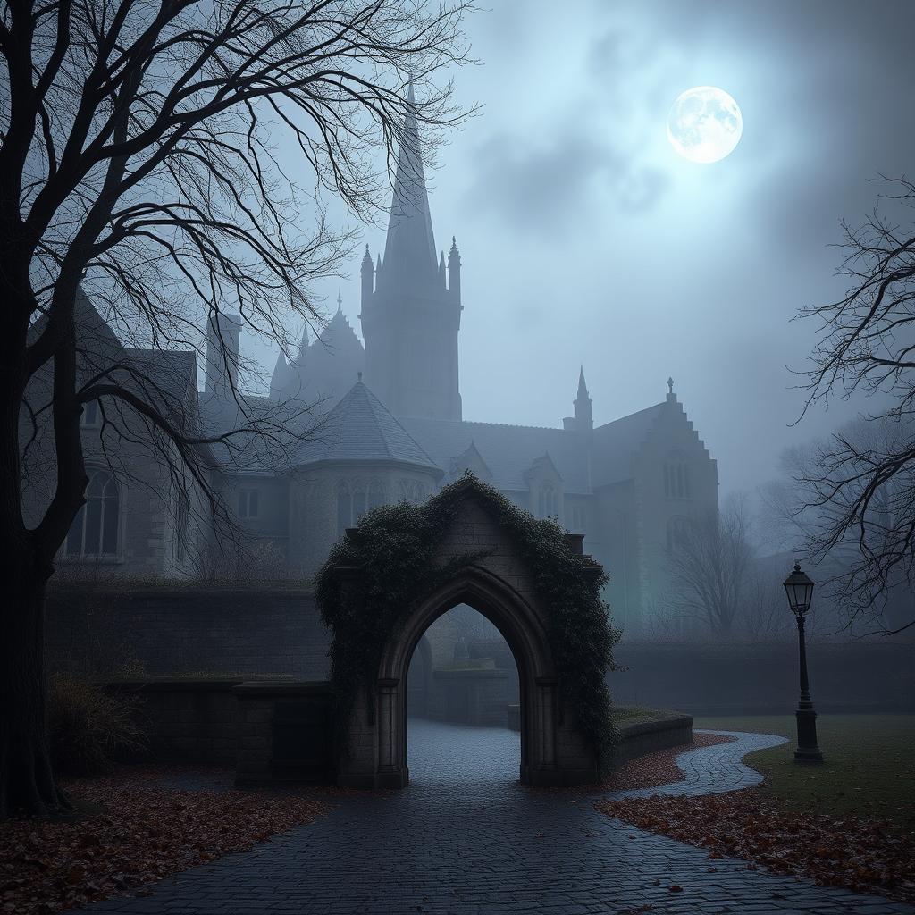 Mystical Autumn Campus: Gothic Architecture Awaits