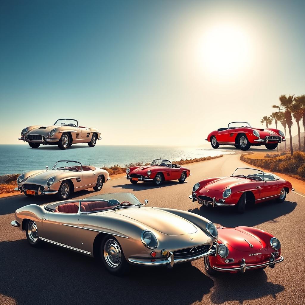 Timeless Elegance: 1950s Vintage Sports Cars Collage