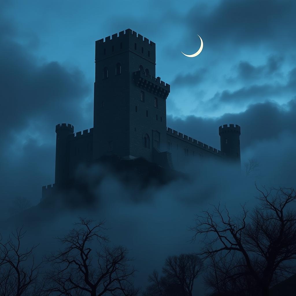 Mysterious Castle in the Mist: A Hauntingly Beautiful Scene