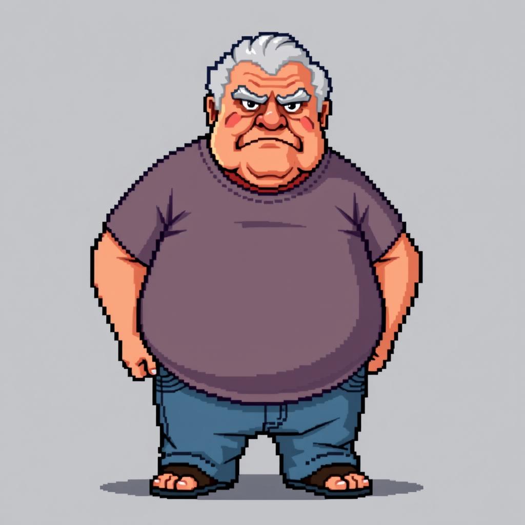 Charming 16-bit Pixel Art: The Big-Bellied Old Man