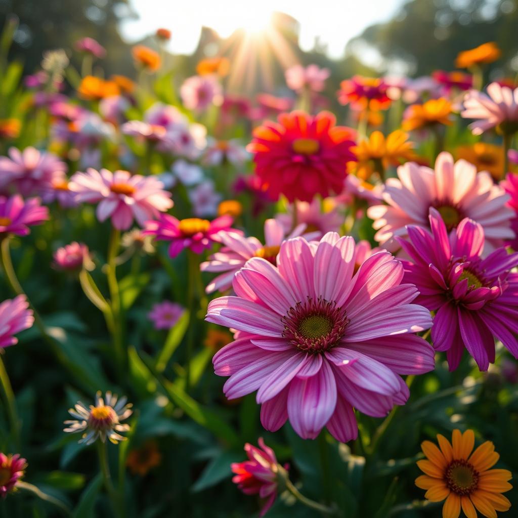 Awaken Your Senses in a Vibrant Flower Garden at Dawn
