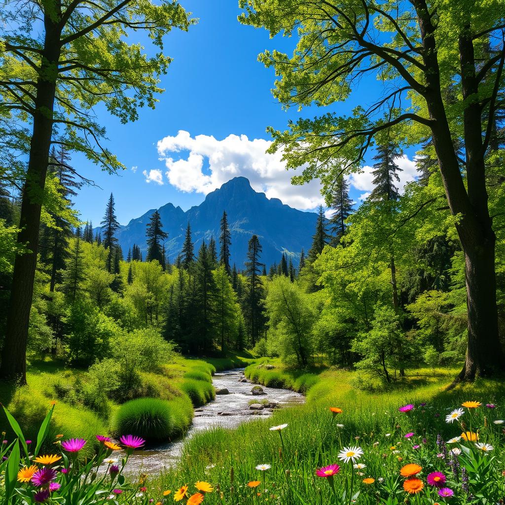 Dive into Serenity: Lush Green Forest & Tranquil Stream