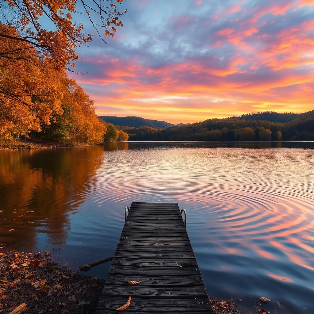 Golden Serenity: Autumn Lake Reflections