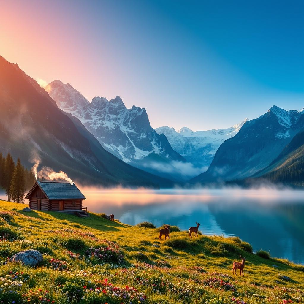 Awaken to Serenity: Mountain Valley at Sunrise