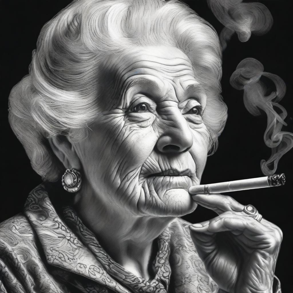 Confident Women Smoking, Fine Art Drawing