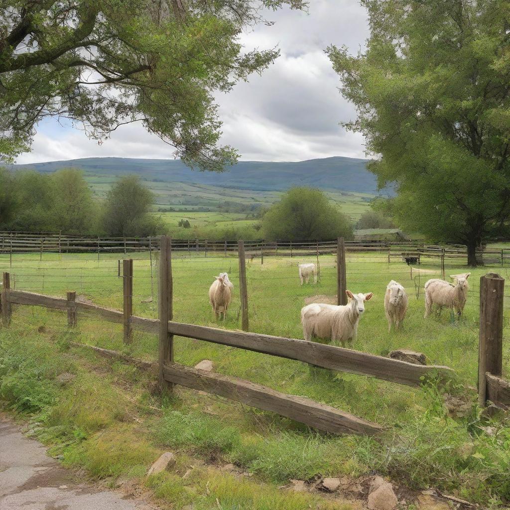 Charming Goat Pen in a Serene Pastoral Setting