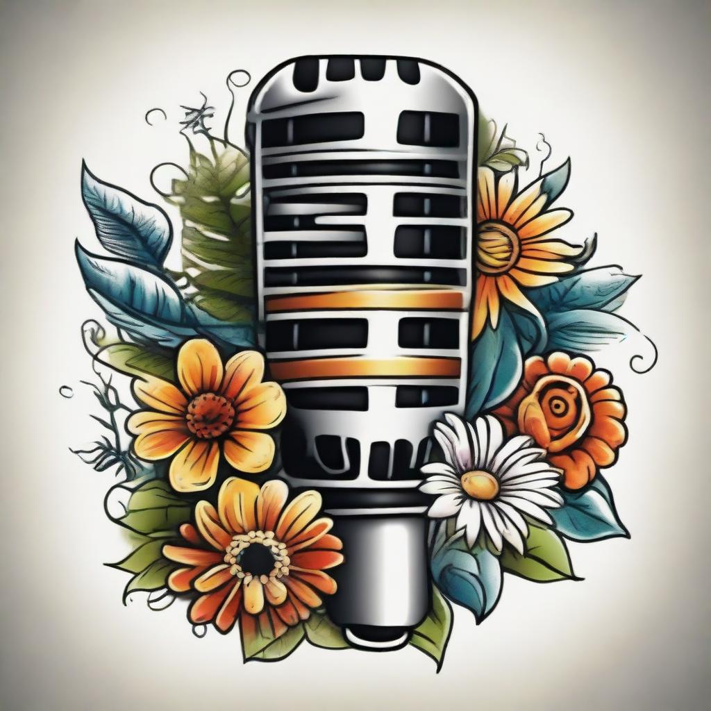 Vintage Vibes: Microphone Tattoo Design