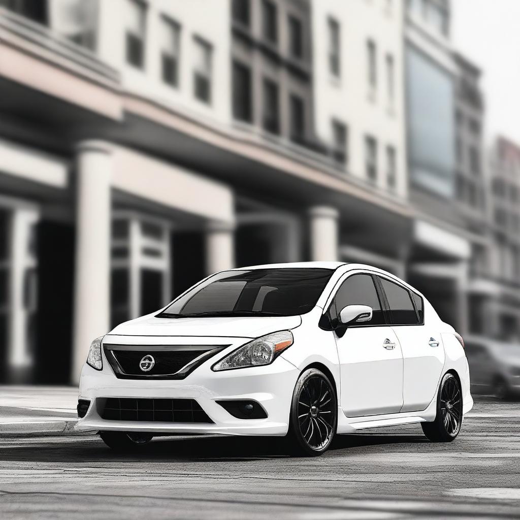 Modded White Nissan Versa: A Vision of Customized Excellence